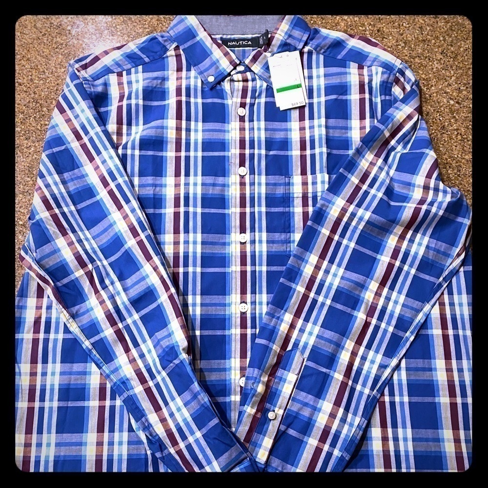 Nautica Men’s Long Sleeve Dress Shirt Large NWT​​​​​​​​​​​